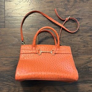 Banana Republic synthetic leather bag, orange alligator with gold clips